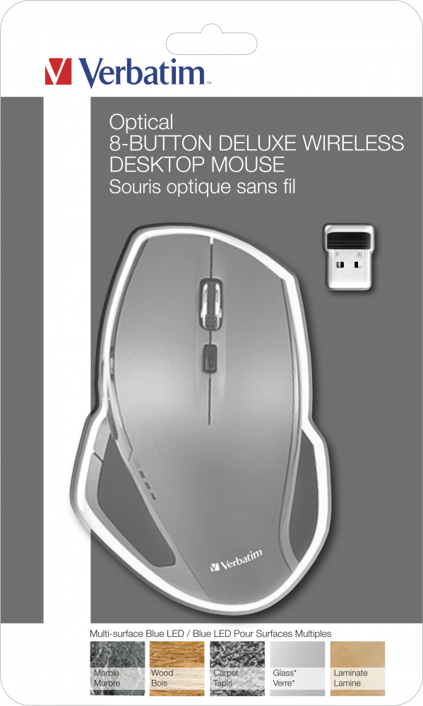 Verbatim trådlös mus med 8 knappar och blå LED