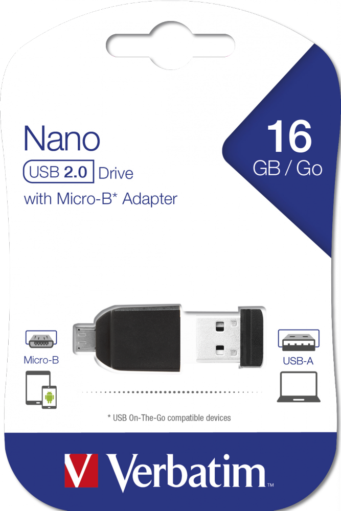 16GB NANO USB Drive with with Micro USB (OTG) Adapter