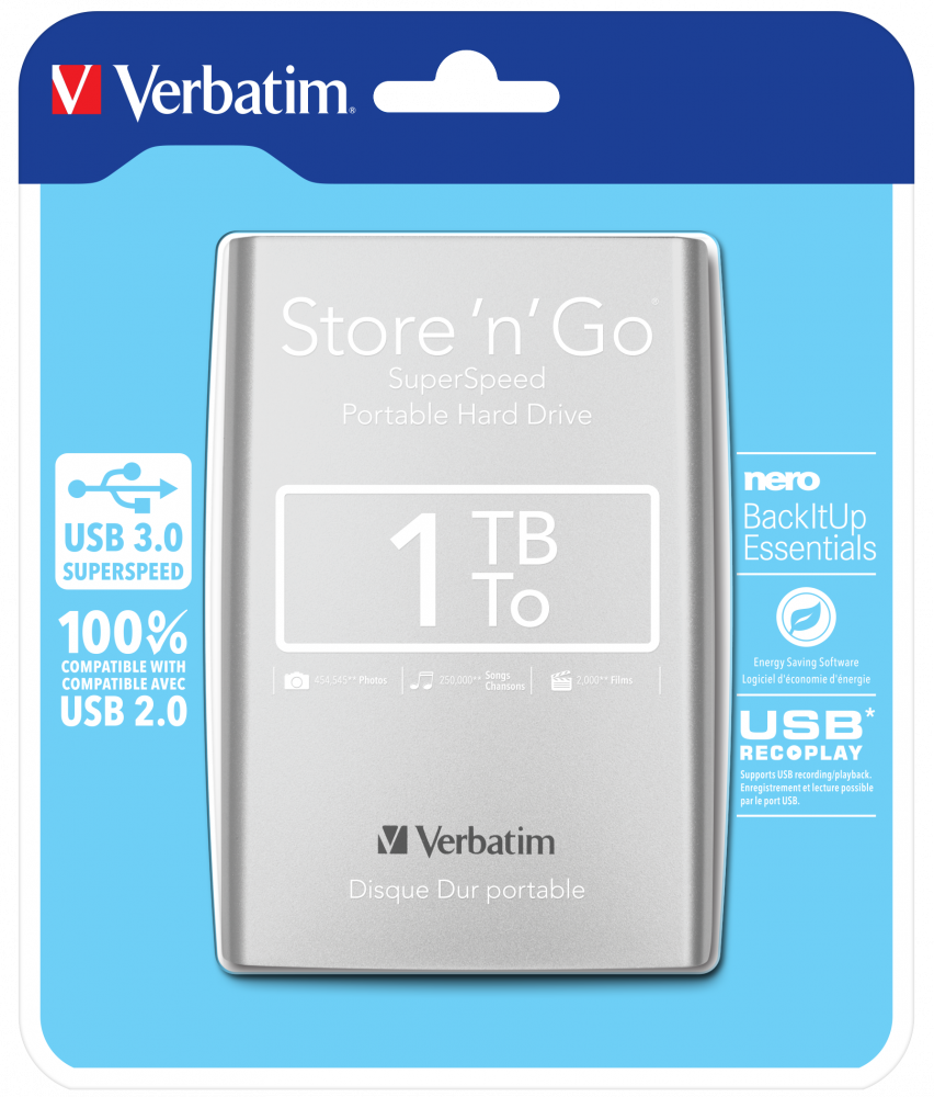 Store 'n' Go USB 3.0 Portable Hard Drive 1TB Silver