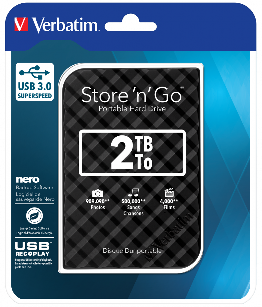 Store 'n' Go USB 3.0 Bärbar hårddisk 2TB svart
