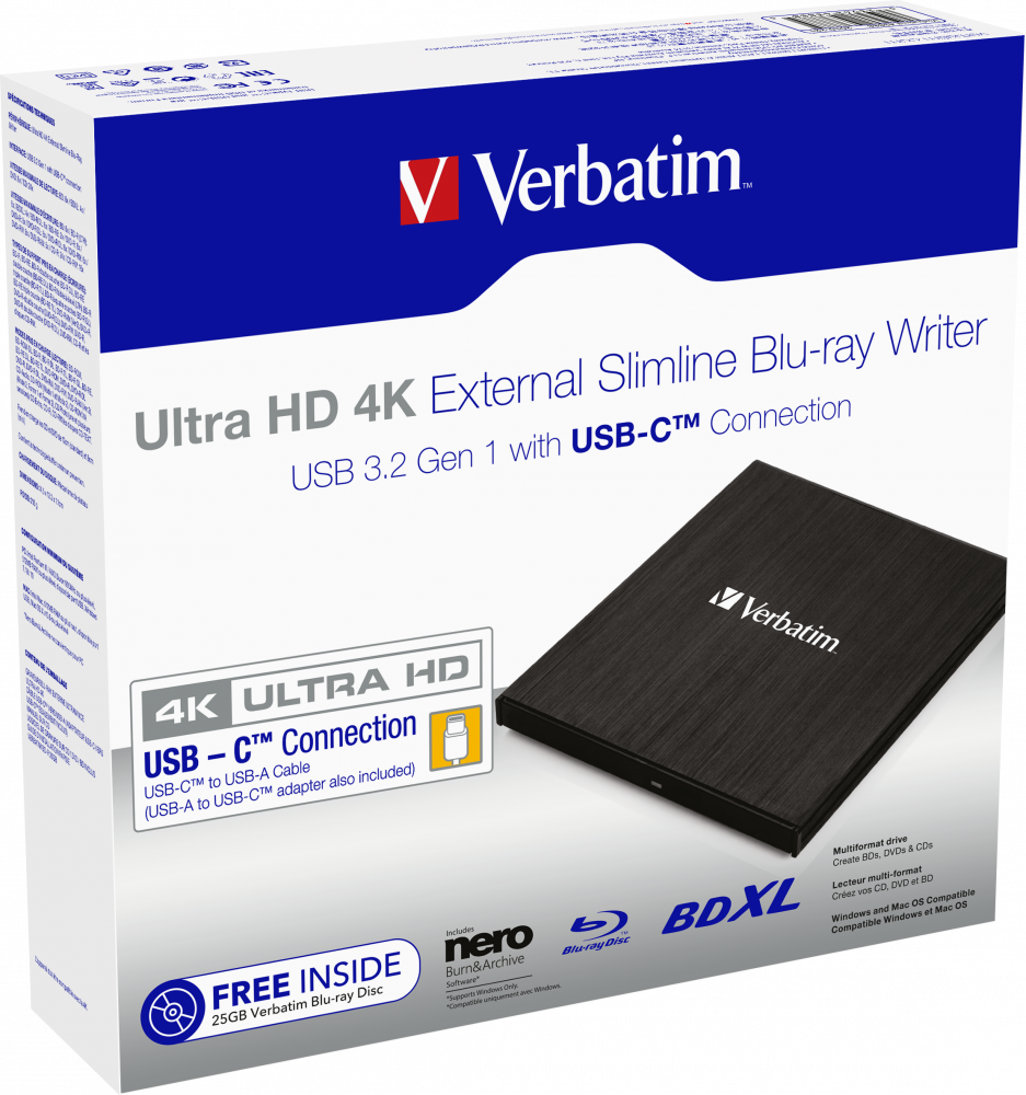 Ultra HD 4K External Slimline Blu-ray-brännare