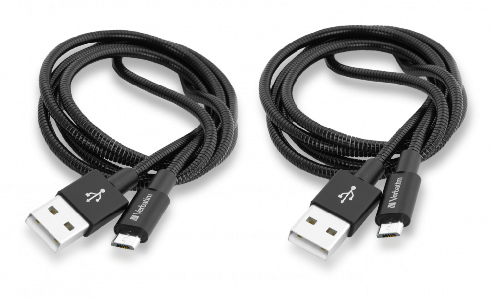 Verbatim micro-USB-kabel för synkronisering och laddning 100 cm, svart, 2-pack
